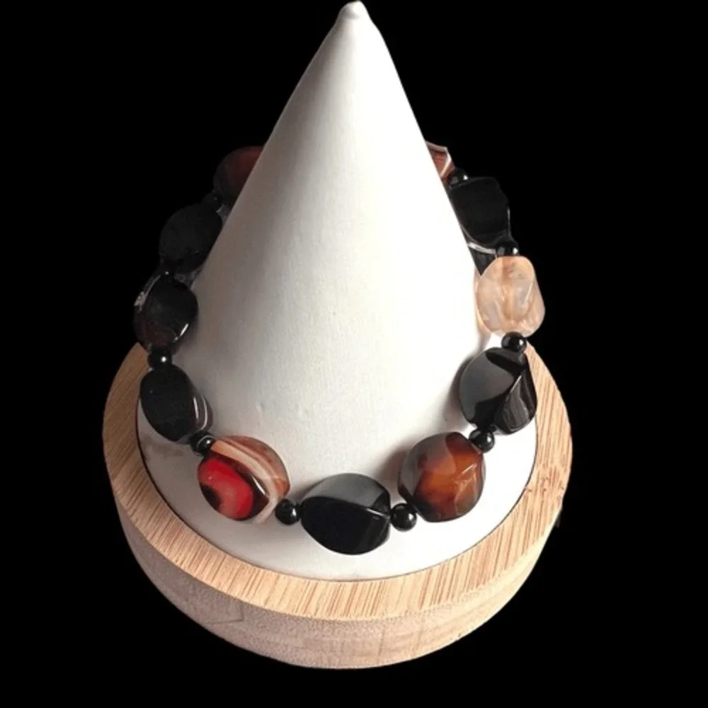 Earthy Multi Agate Gemstone Bracelet | Handmade Stretchy‎ Boho Jewelry